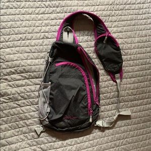 Small Eddie Bauer day pack with gray and magenta